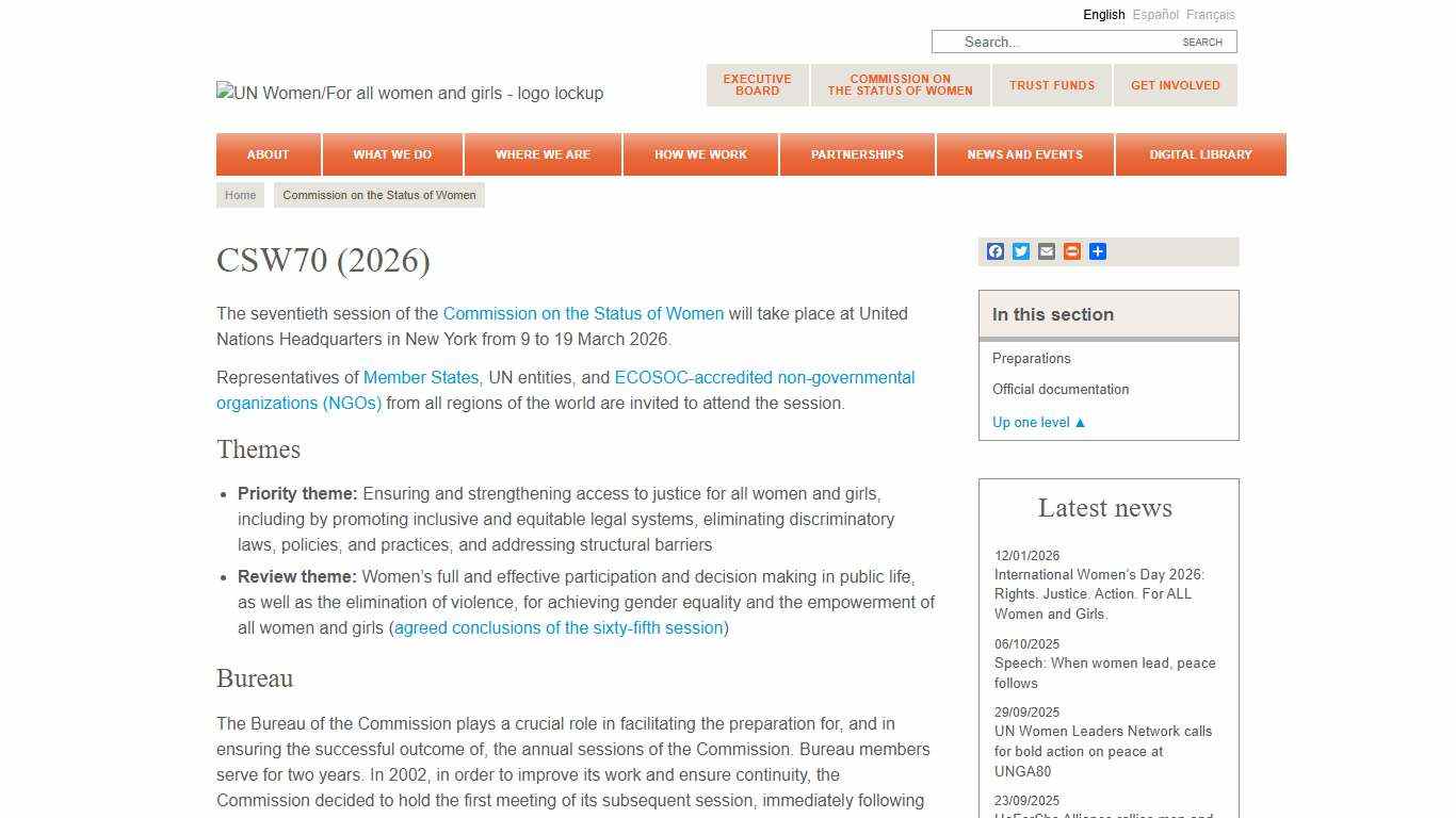 CSW70 (2026) UN Women – Headquarters